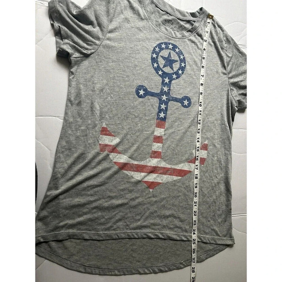 LOL Vintage Womens Tee T-Shirt USA Anchor SZ XL Grey Hi Low Hem - Picture 5 of 5
